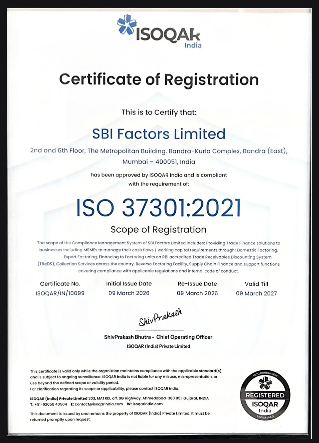 ISO Certificate