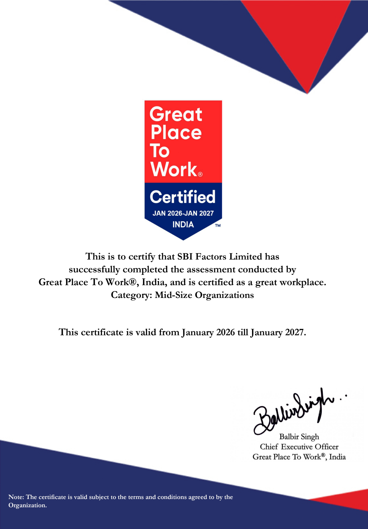 GPTW Certificate